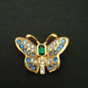 Swarovski  Butterfly Brooch with Blue and Green Crystals